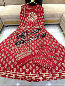 Red cotton Cambrric salwaar kameez (Plus size available)