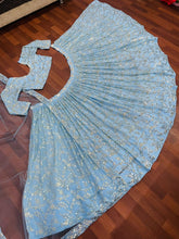 Yankita Kapoor inspired baby blue and gold sequins Lehenga