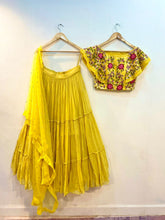 Yellow cape style Lehenga