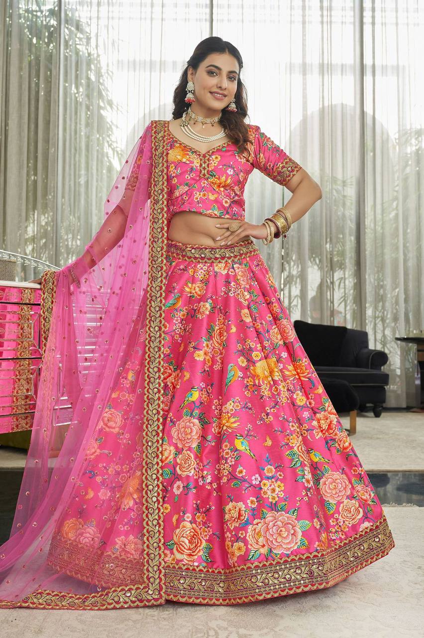 Floral art silk Lehenga