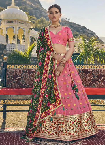 Pink organza Lehenga