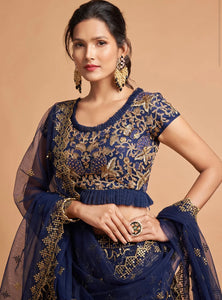 Navy blue badal lehenga