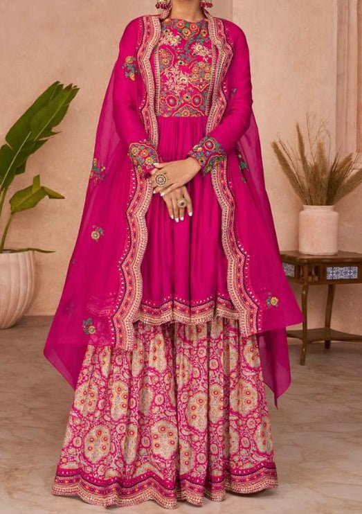 Occasion pink embroidery long top Lehenga