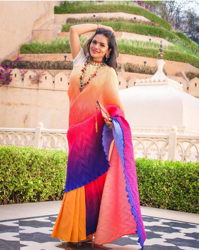 Tropical shaded crush saree