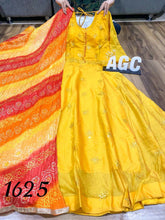 AGC collection- yellow anarkali with bandhani dupatta