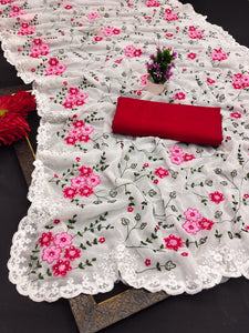 Floral diamond work saree