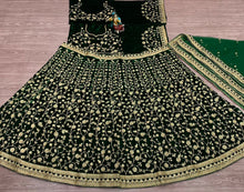 Green velvet partywear Lehenga