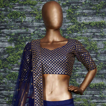 Navy blue and gold Lehenga