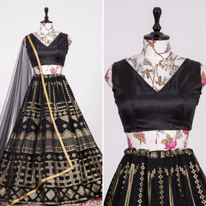 Black and gold partywear Lehenga