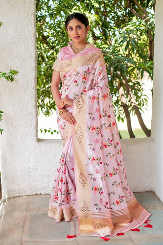 Mysore silk floral saree with Swarovski diamond
