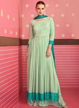 Janisha - Green Georgette embroidered palazzos