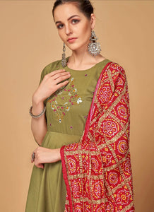 Silk embroidered readymade sharara suit