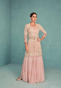 Pastel peachy pink Lehenga with koti (4 pieces suit)