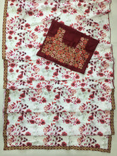 Vichitra silk red floral saree