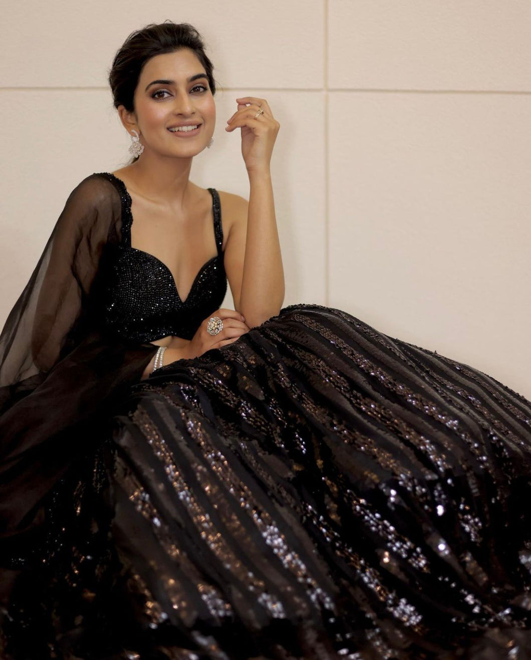 Black partywear sequins Lehenga