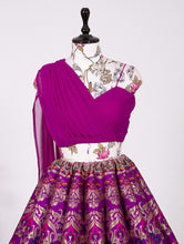 New colour - Indo western: magenta sweetheart banarasi Lehenga (waist 34 inches)