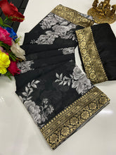 Digital floral sarees with beautiful border - lots of colours
