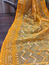 Organza silk saree with zigzag sequins