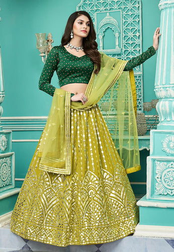 Gota embroidered olive green Lehenga