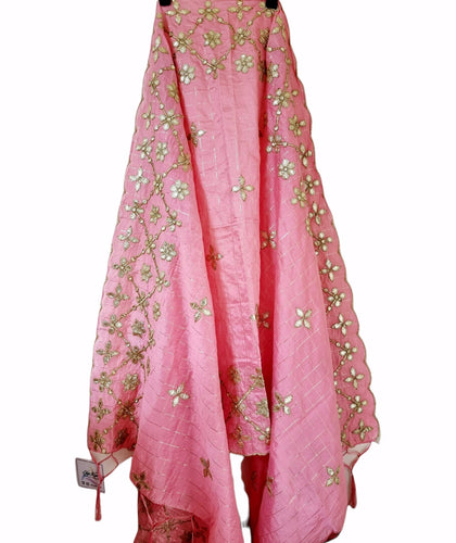 Baby pink organza dupatta