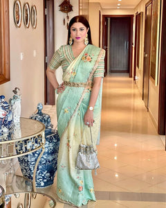 Mint green shaded saree