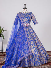 Jacquard silk Lehenga in blue