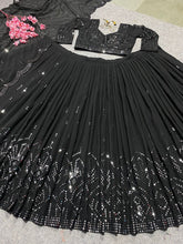 Black embroidered partywear Lehenga
