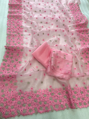Floral and beads galore saree