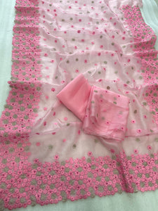 Floral and beads galore saree