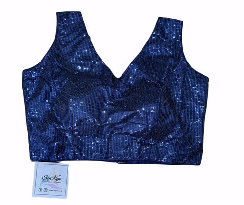 Royal blue sequinned blouse