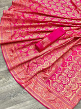 Rani pink soft lichi silk saree