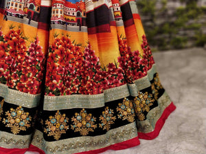 Multicolour Bangalore silk Lehenga