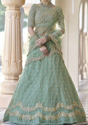 Elna wedding lehengas - pista green