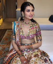 White ivory silk digital Lehenga - lots of flair