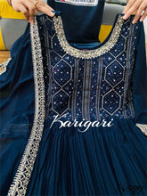 Karigari collection: pleated blue elegant anarkali