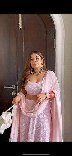 Pale pink embroidered Lehenga