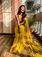 Floral diamond work saree