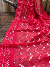 Organza silk saree with zigzag sequins