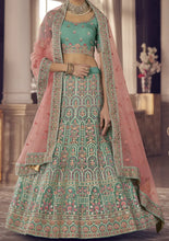 Persian green organza Lehenga