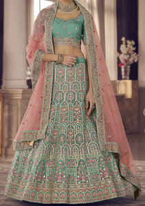 Persian green organza Lehenga