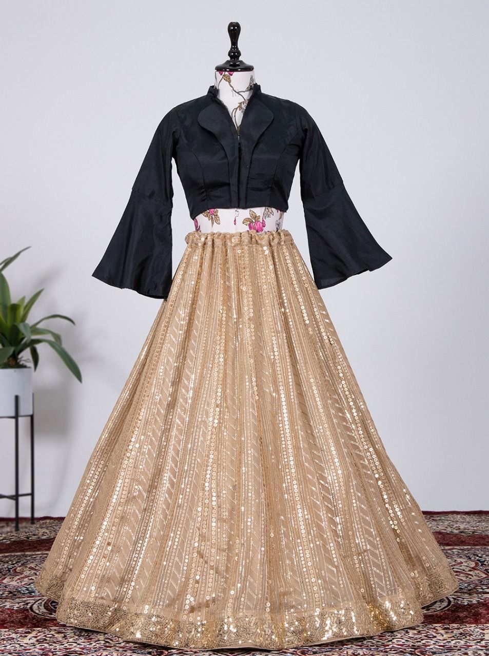 Indo western shirt style Lehenga - readymade