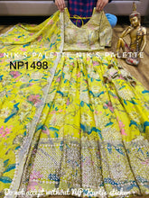 Lime Green Floral Printed Lehenga