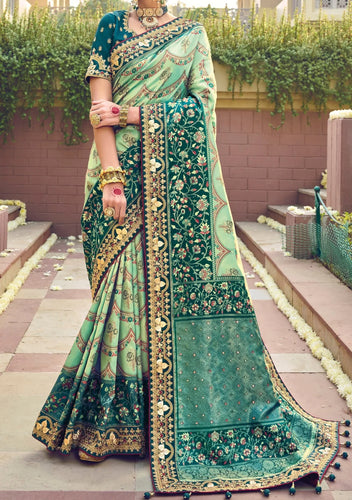Swarovski vol 3 saree collection in shades of green