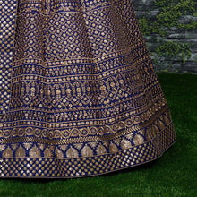 Navy blue and gold Lehenga