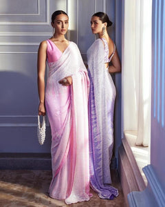 Karina two toned sequinned wedding sarees in pastel colours