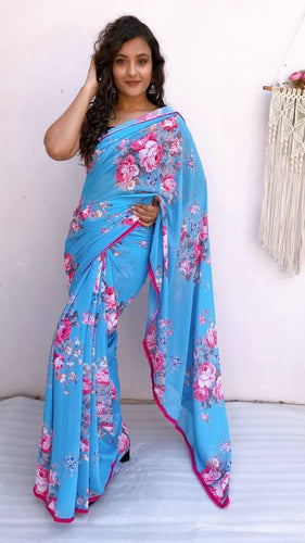 Pom Pom border saree