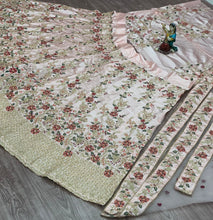 Baby pink silk floral Lehenga