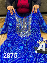 AGC Collection- blue Georgette bandhani tiered gown, also plus sizes