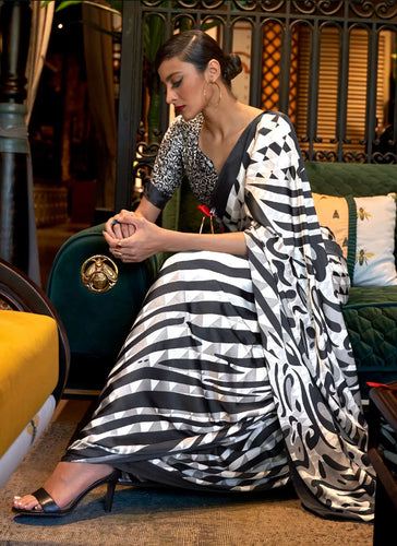 Printed Japan crepe saree