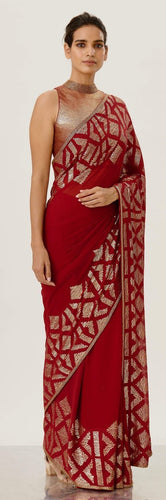 Celebrity inspired red sequins saree